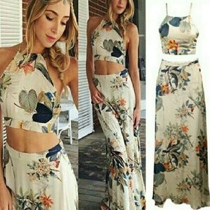 Crop top with maxi skirt