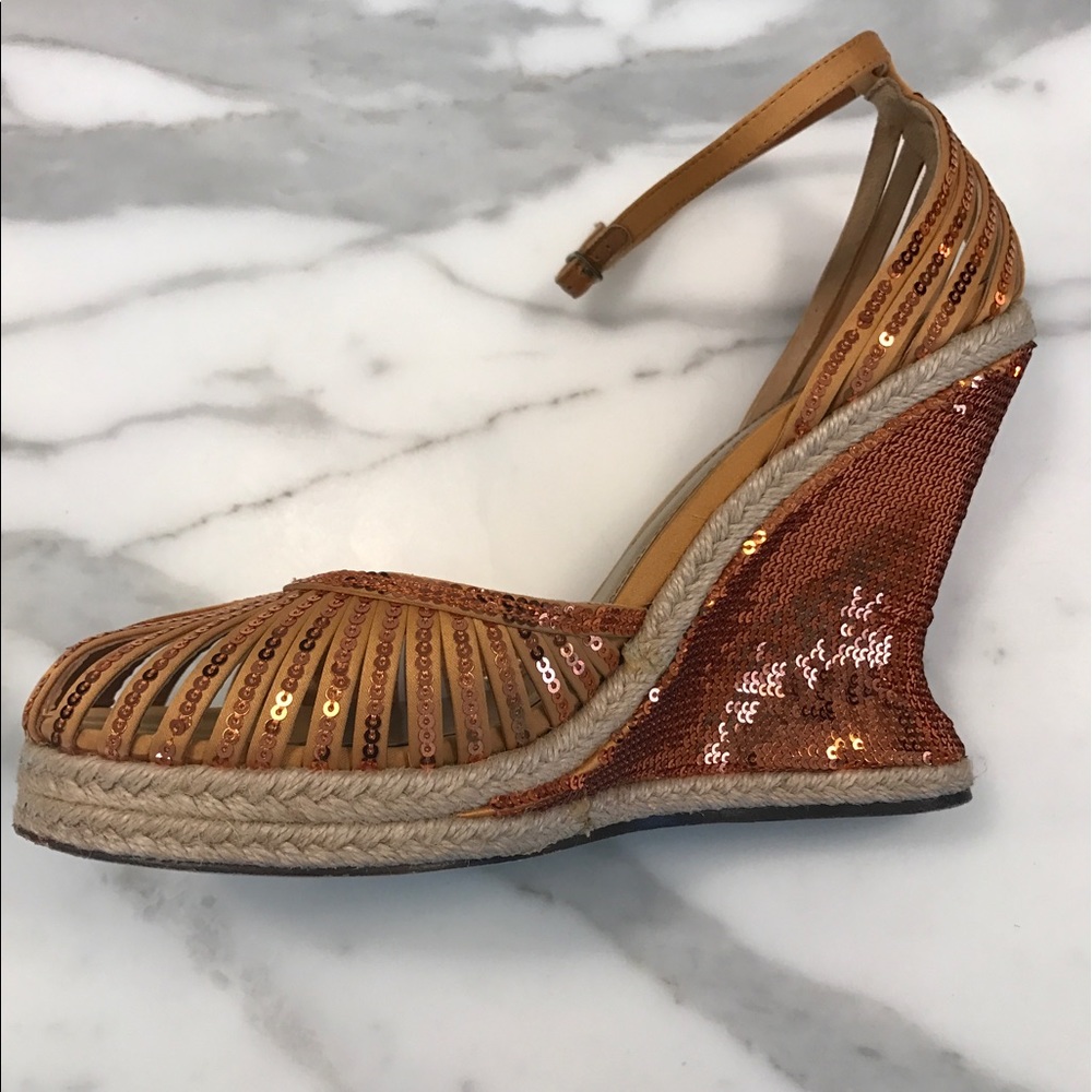 Joey Copper Sequined Wedges