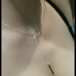 Infinity Circle w/ Silver Bar Lariat  Necklace