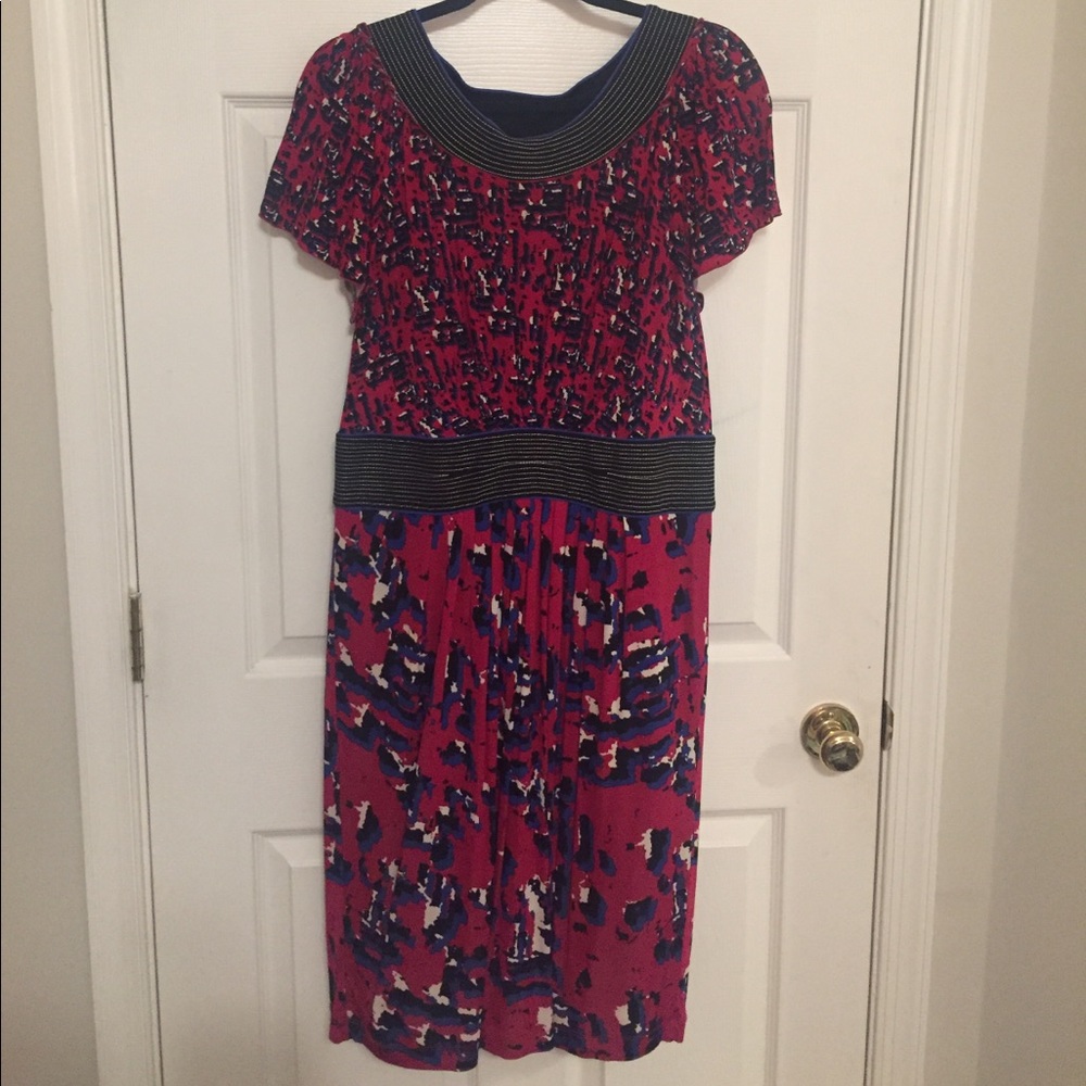 Red patterned dress