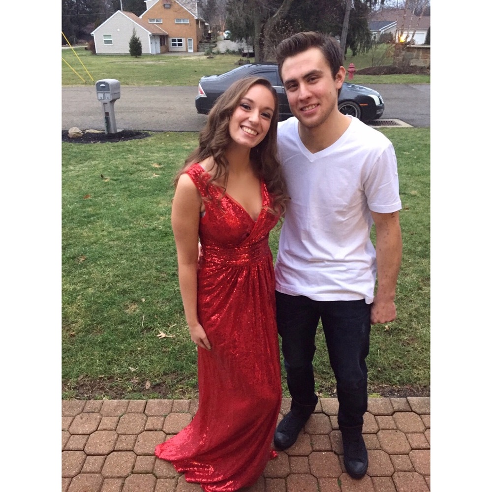 Red Sparkly Sequined Long Dress