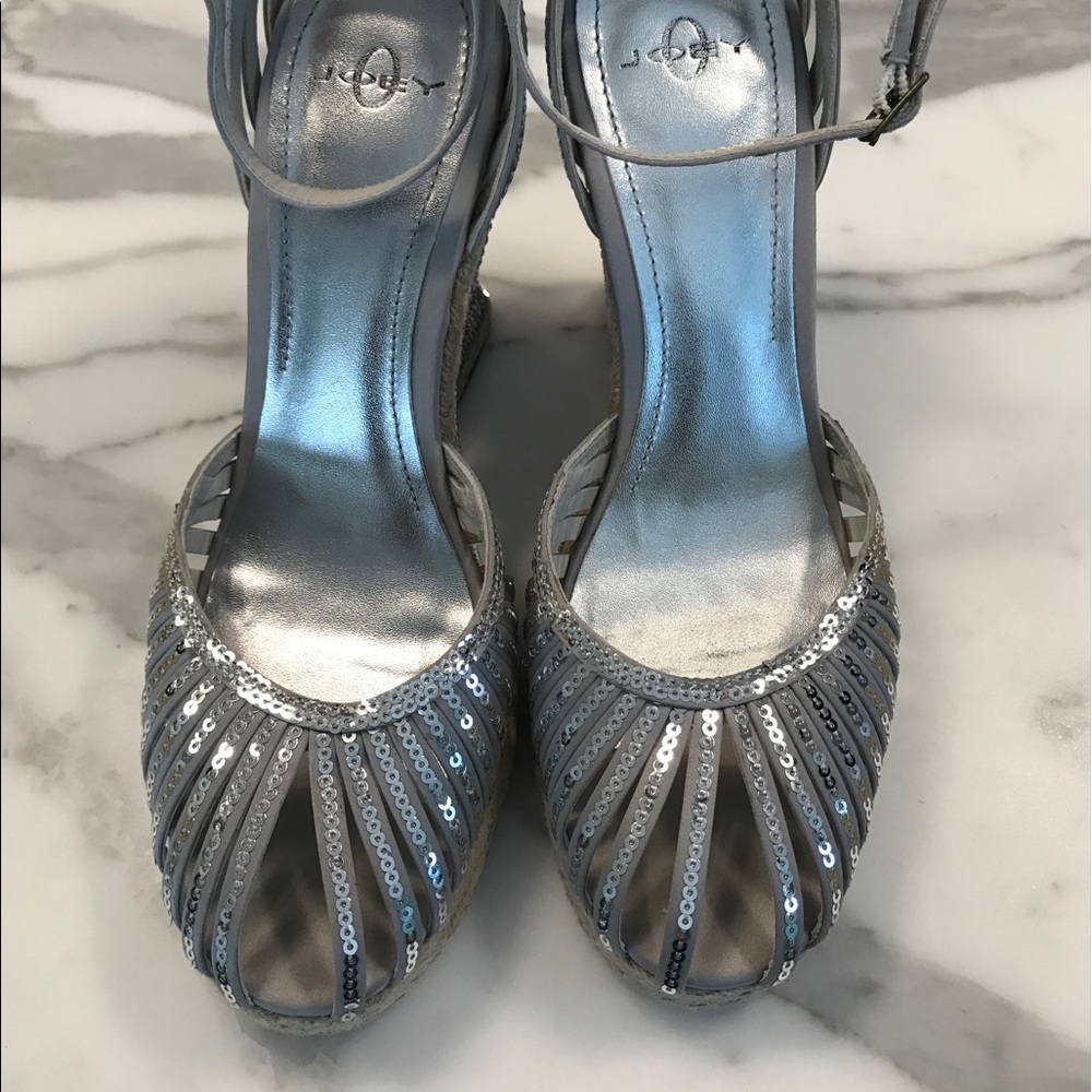 Joey Silver Sequined Wedges