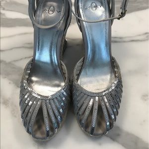 Joey Silver Sequined Wedges