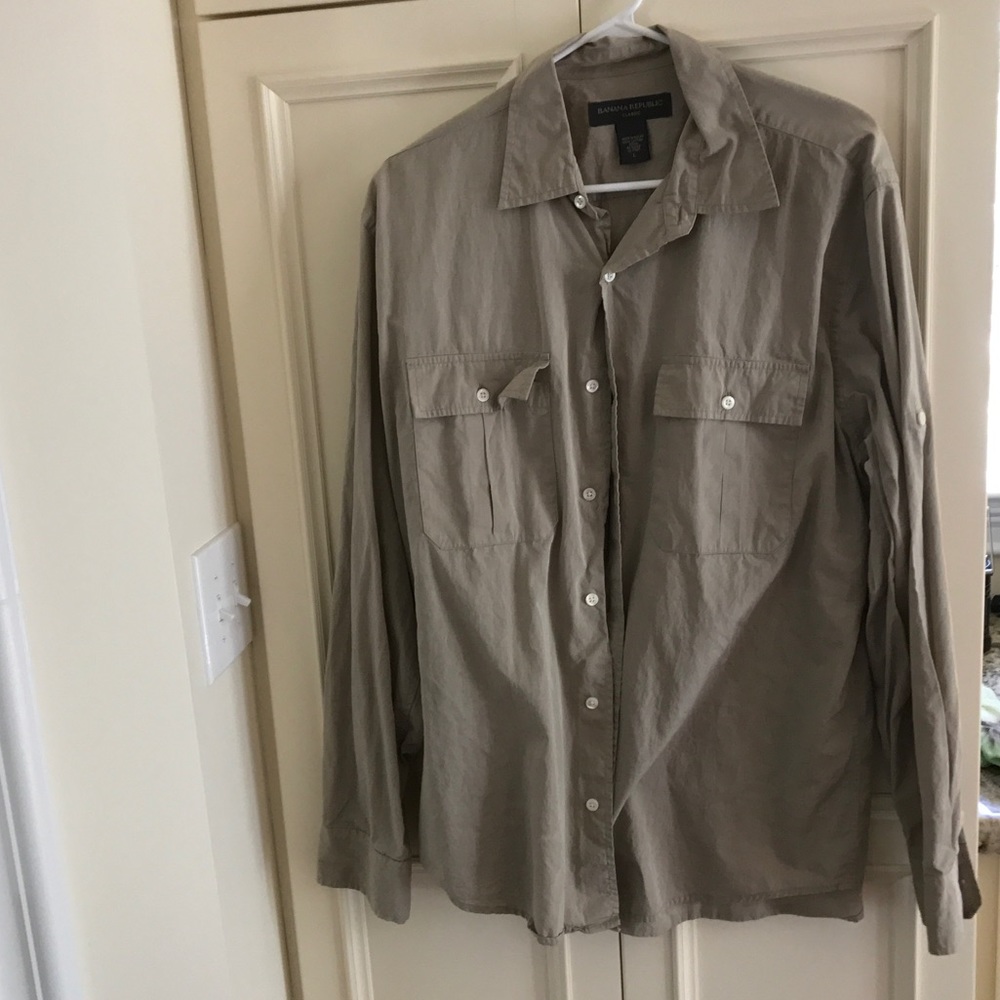 Camel colored Banana Republic collared shirt