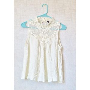 Cream Lace High Neck Blouse