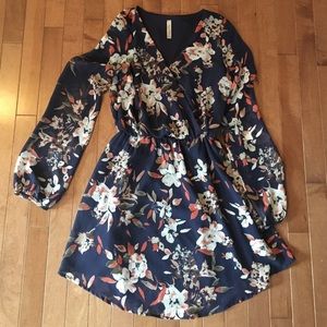 Navy floral print dress