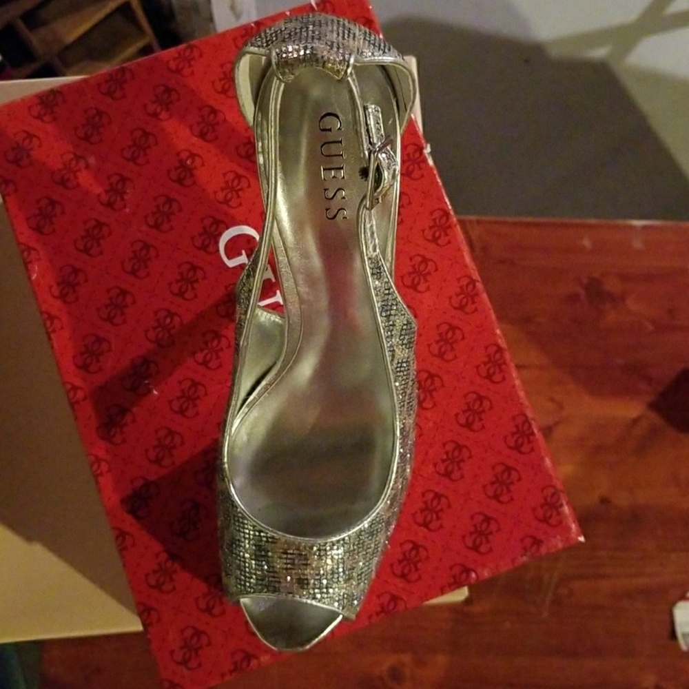 Guess sling back heels with platform