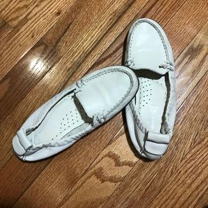 White leather slip on loafers