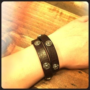 Dark brown leather wrap bracelet