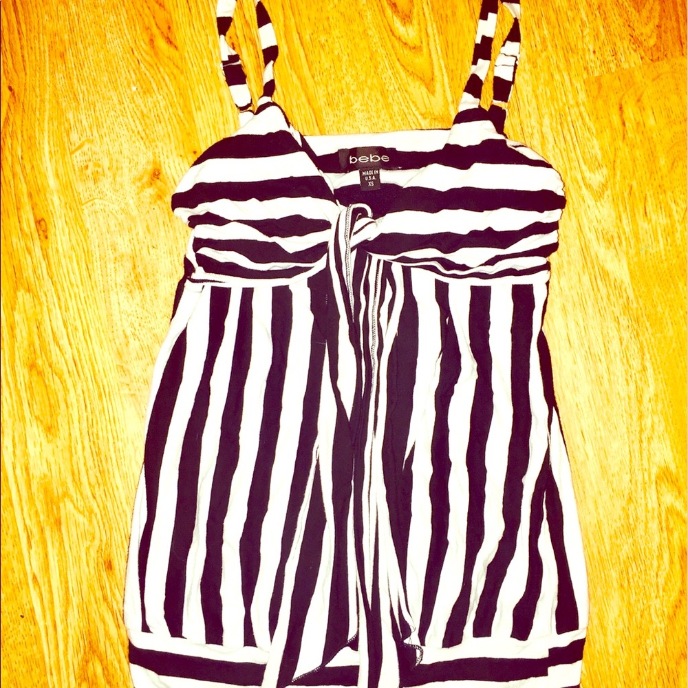 Bebe Striped Tank Top - Bandeau - B&W - Size XS