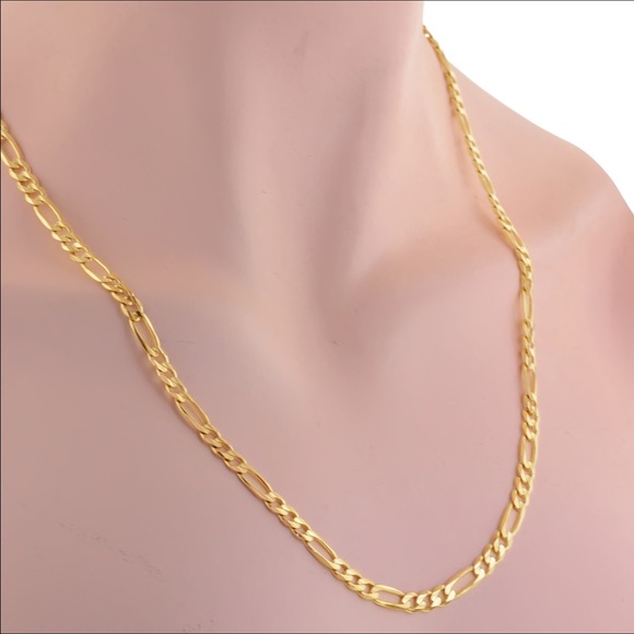 18k Gold Figaro Chain Link Necklace - Picture 1 of 3