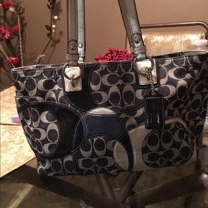 Authentic denim Coach purse with matching wallet