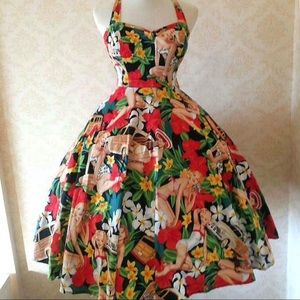 -SOLD- Vintage Floral Rockability pin-up dress