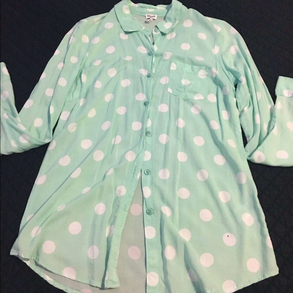 Splendid mint green button down blouse