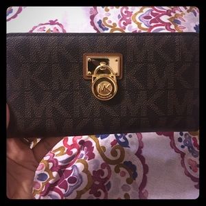 Michael Kors Tan and Brown Cynthia wallet