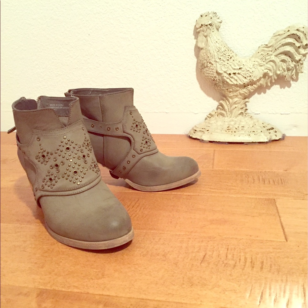 Grey studded booties