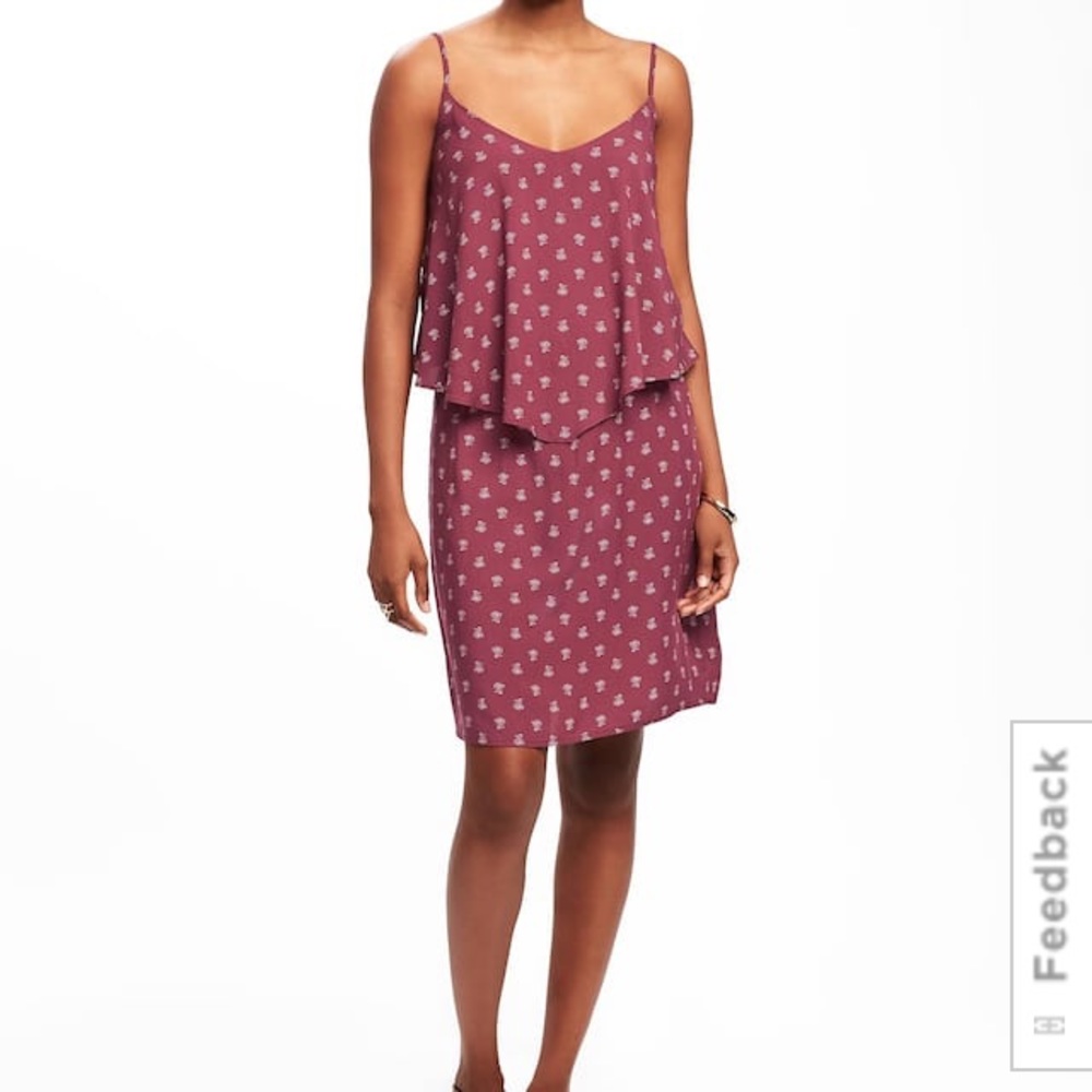 NWOT Old Navy Burgendy Ruffle Dress