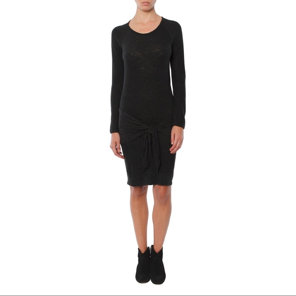 MONROW tie front dress in dark granite