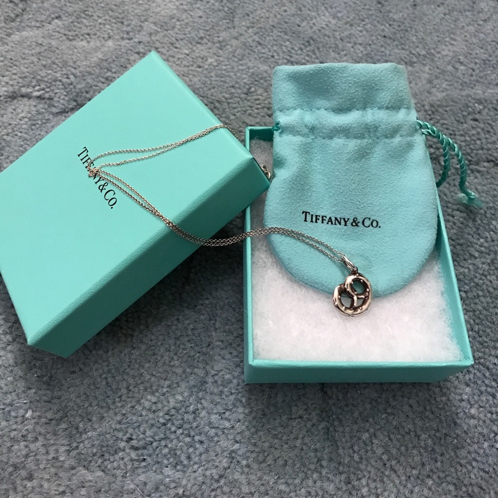 Tiffany pretzel charm and 18" chain