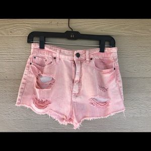 High-Rise Cheeky Pink/Orange Denim Cutoffs