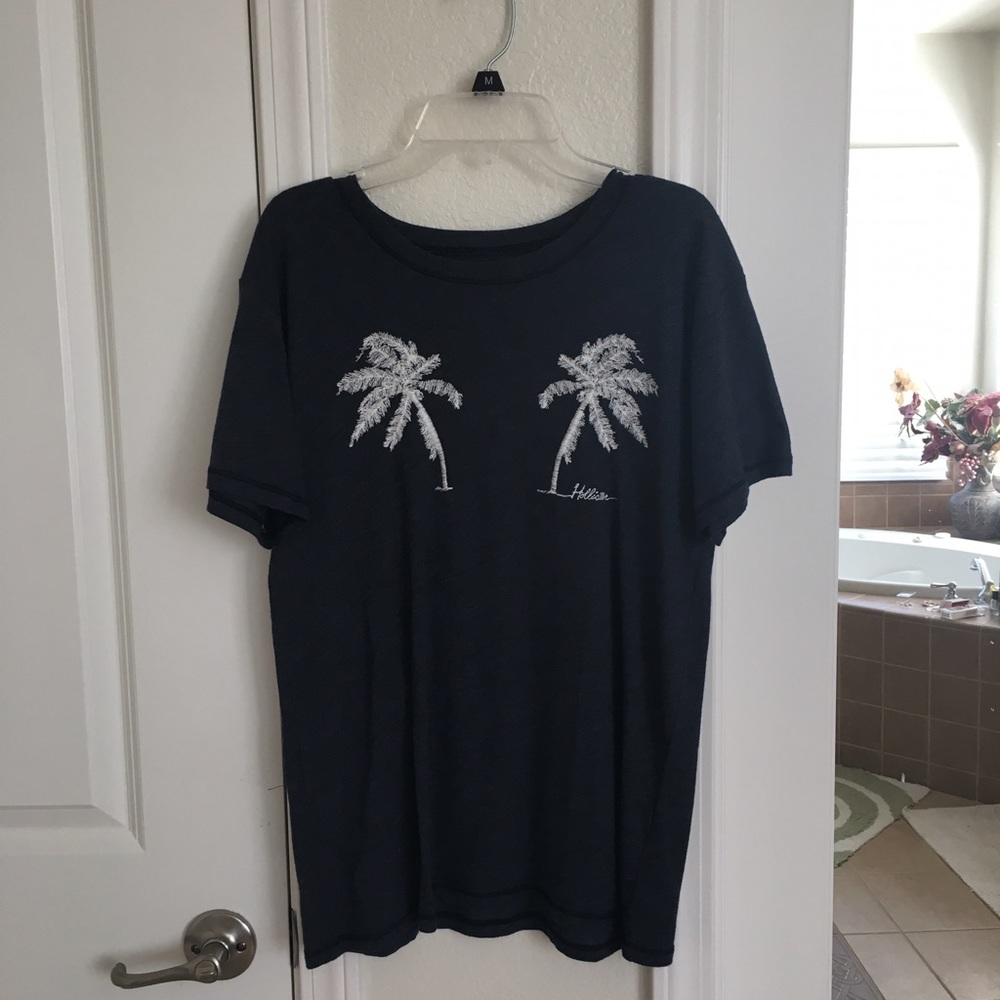 Hollister Palm Trees Navy Blue Graphic Tee