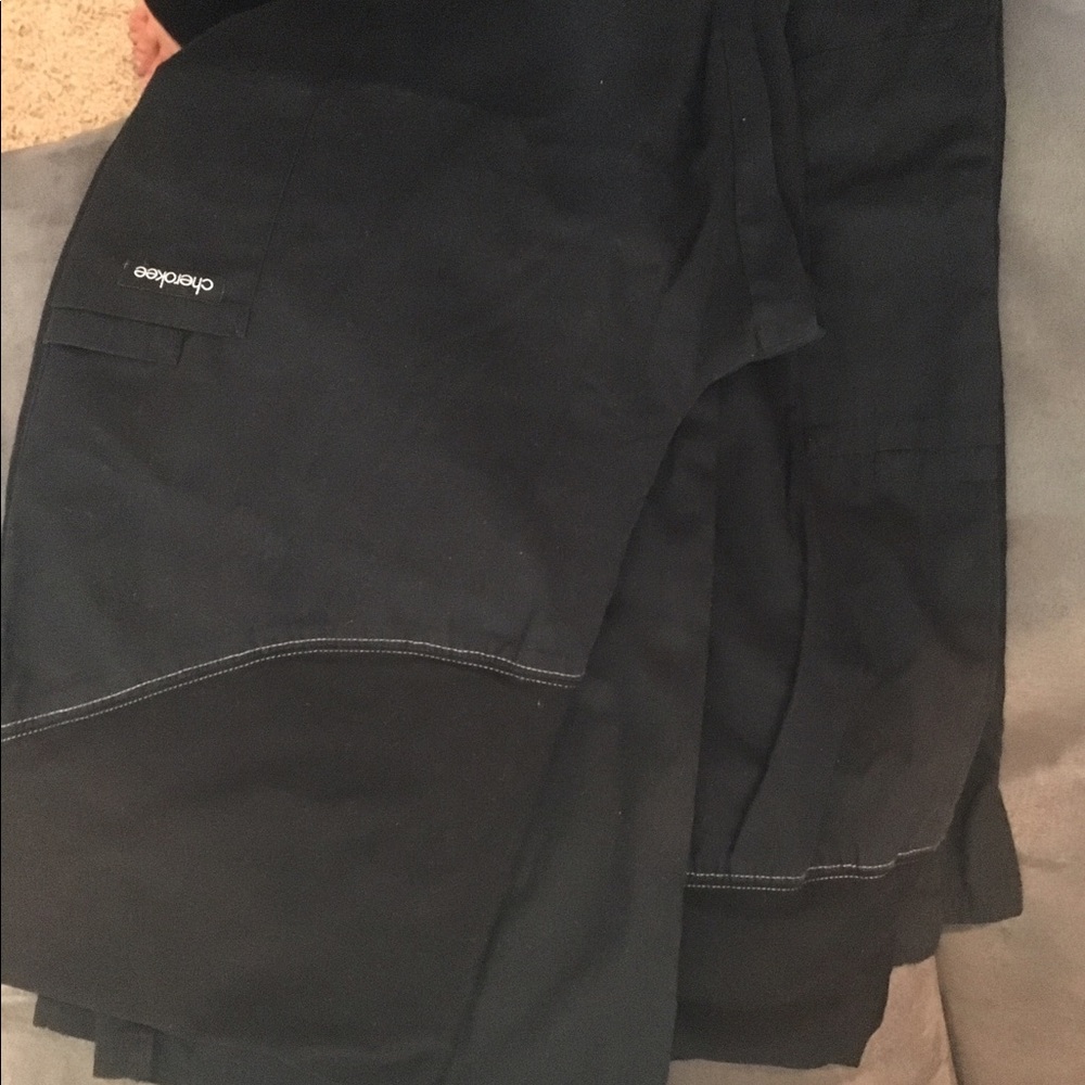 2 pair of black Cherokee maternity scrub pants