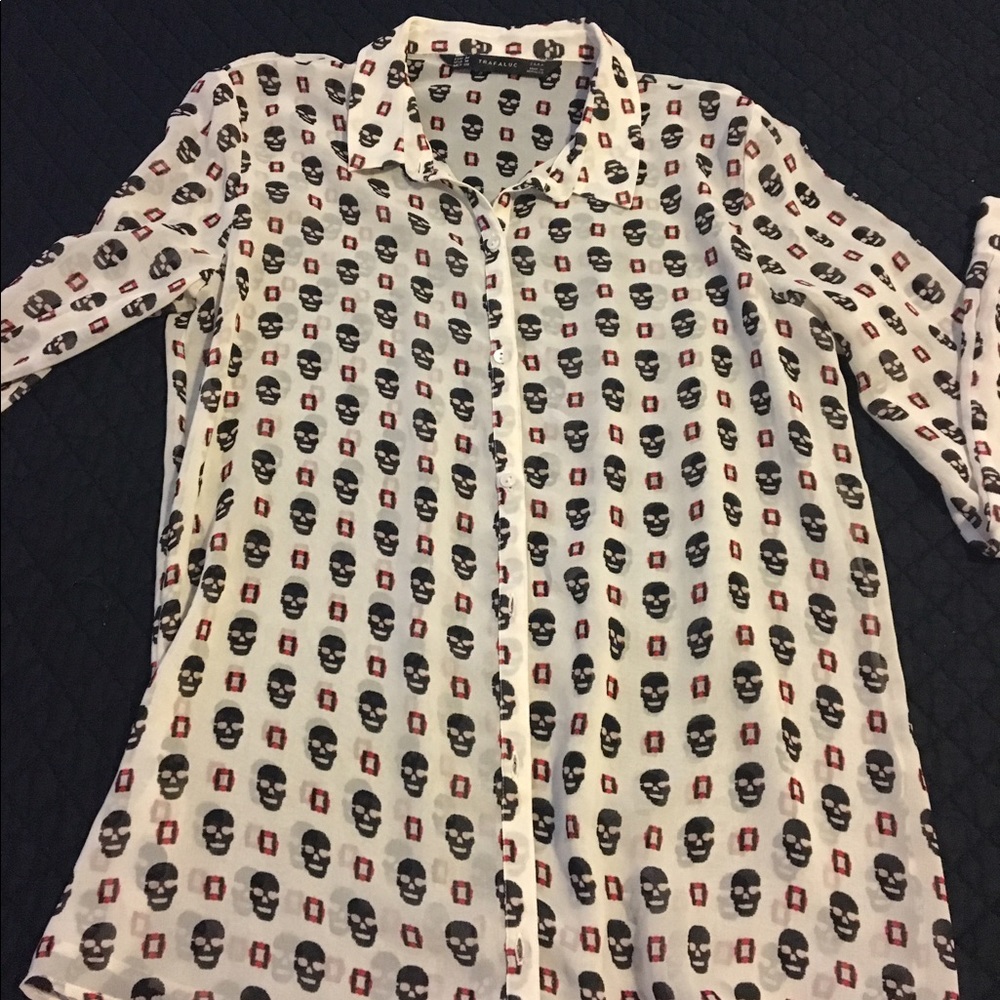 Zara skull button down