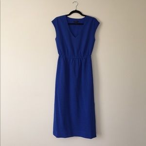 J. Crew vibrant blue laser cut midi dress