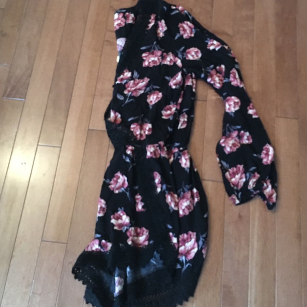Black and floral romper