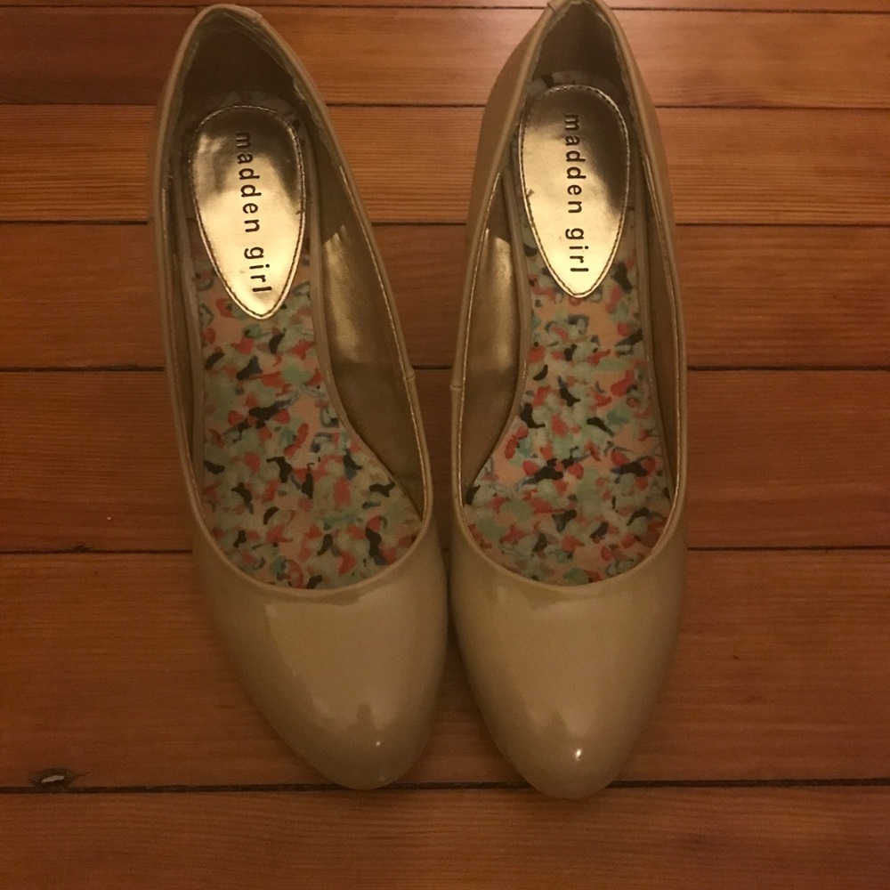 Madden Girl Nude Patent Leather Heels