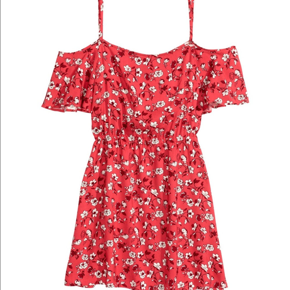 H&M floral cold shoulder dress