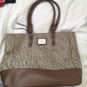 Brown big Calvin Klein bag 2 handles roomy huge