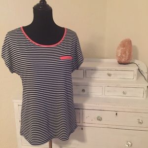 Navy & White Striped Top