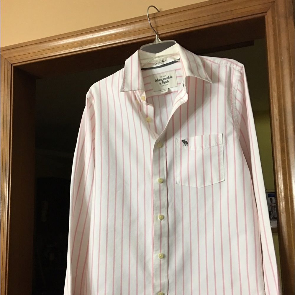 Abercrombie and fitch pink and white shirt