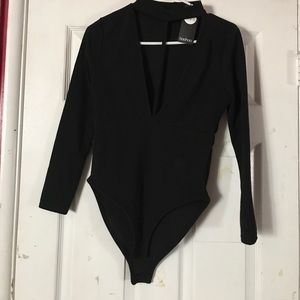 Never worn Black deep V bodysuit