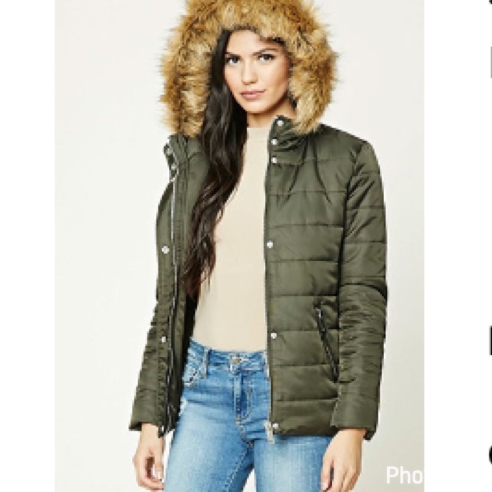 Faux Fur Trim Puffer Jacket