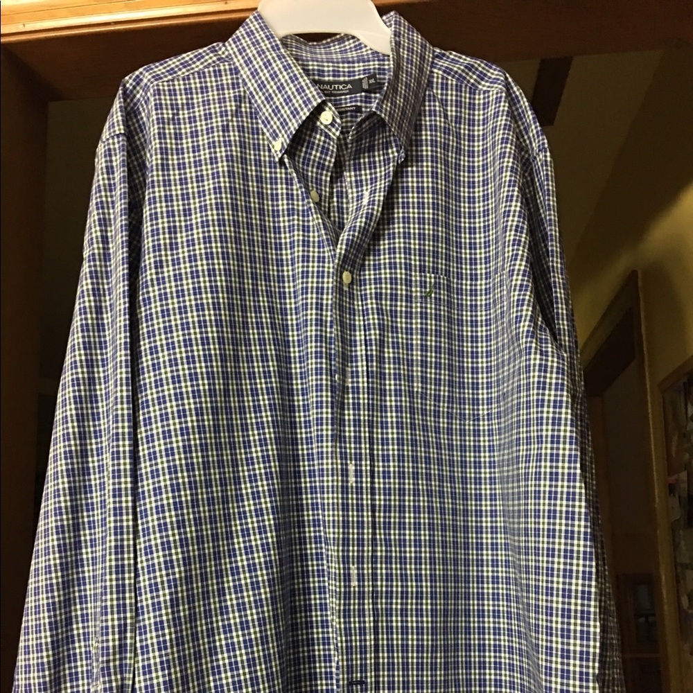 Nautical blue button down shirt