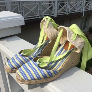 SALE JCrew laceup 'Eloise' stripe espadrille wedge