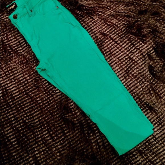 Turquoise Stretchy Ankle Jeans - Picture 2 of 3