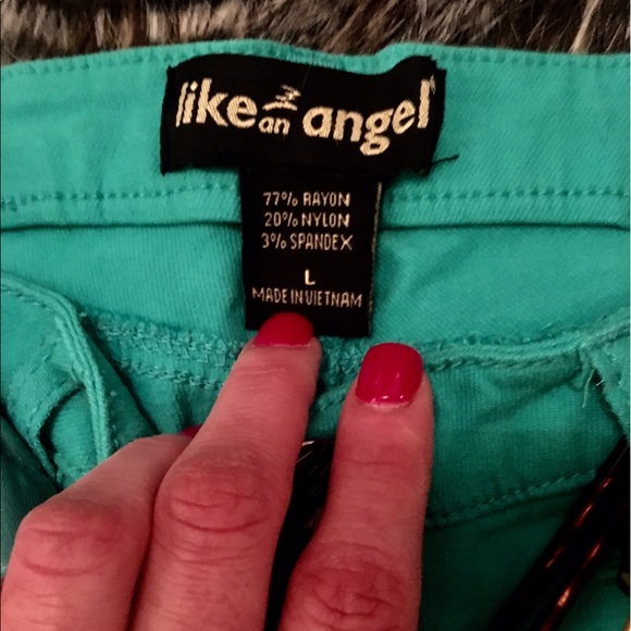 Turquoise Stretchy Ankle Jeans - Picture 3 of 3