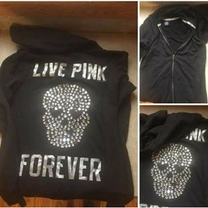Harder to find Vs PINK Skull Bling Full-Zip Hoodie