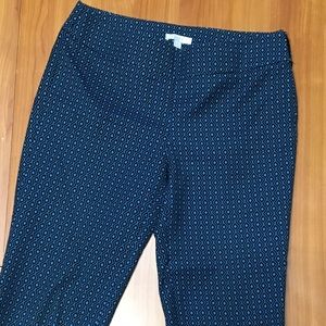Loft cropped pants teal and black diamond pattern