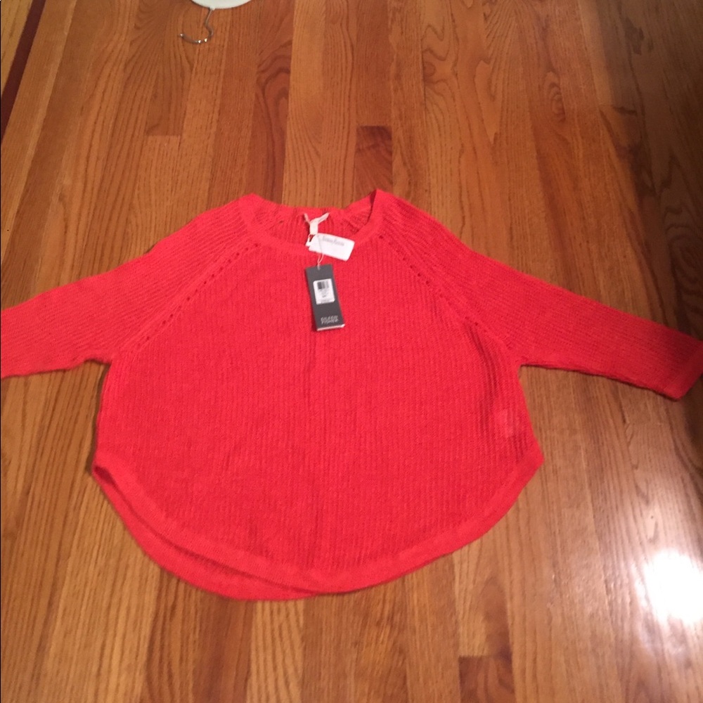 Eileen Fisher Coral Sweater Crop Sleeve