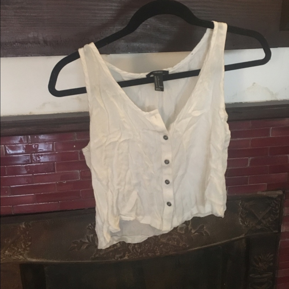 Forever 21 white button front tank