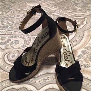 Black wedge sandals