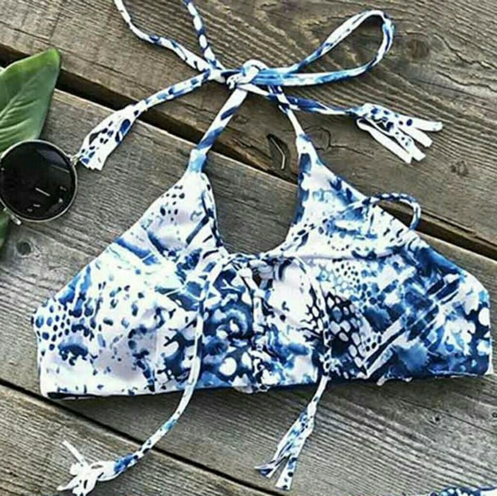 Blue Wave Print Tassel Bikini - BRAND NEW!