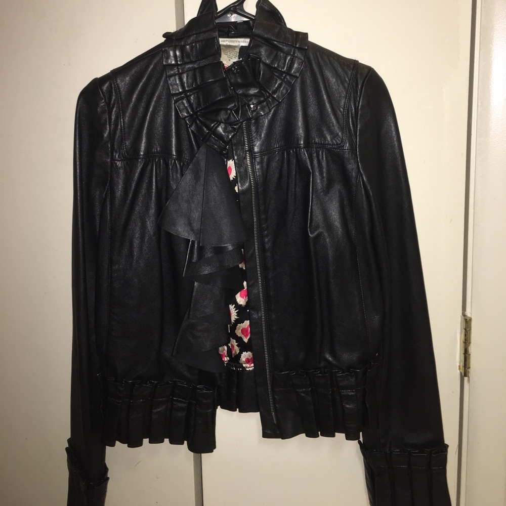 DIANE von Furstenberg leather ruffle jacket!
