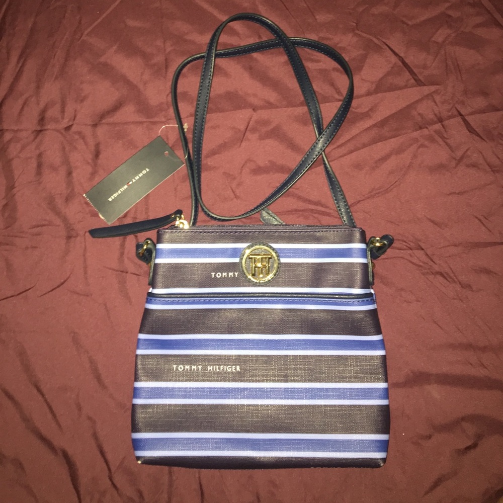 Striped Blue Tommy Hilfiger Cross Body Bag