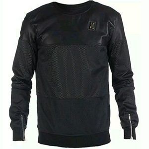 Forte Mens Black Reflective Vegan Leather Shirt