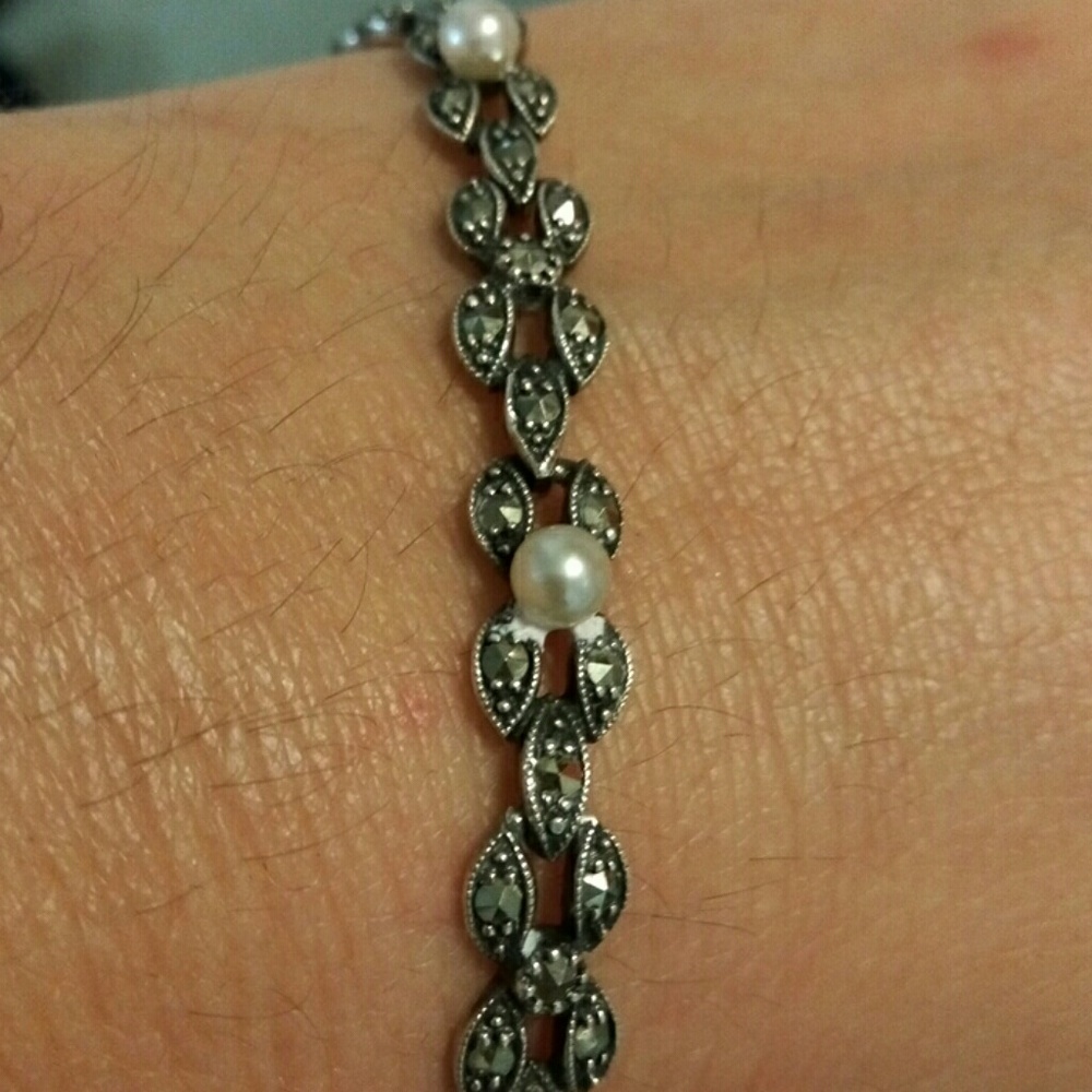 Judith Jack Marcasite And Pearl Bracelet